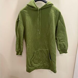 SHEIN Green Pullover Hoodie Dress